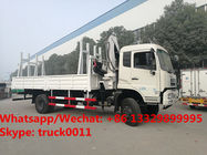 customized dongfeng 180hp diesel 5tons folded crane boom mounted on truck for sale, knuckle boom with cargo truck