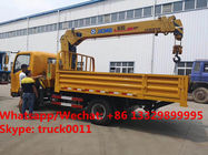 customized SINO TRUK HOWO 4*2 LHD 4tons-6.3tons telescopic truck with crane for sale, cargo truck with crane for sale