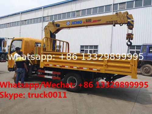 customized SINO TRUK HOWO 4*2 LHD 4tons-6.3tons telescopic truck with crane for sale, cargo truck with crane for sale