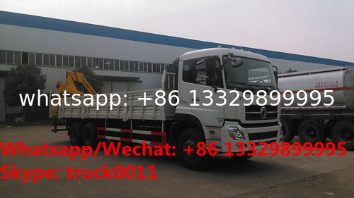 customized dongfeng tianlong 6*4 10tons knuckle crane boom mounted on truck for sale, folded cargo truck with crane