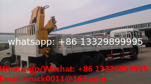 customized dongfeng tianlong 6*4 10tons knuckle crane boom mounted on truck for sale, folded cargo truck with crane