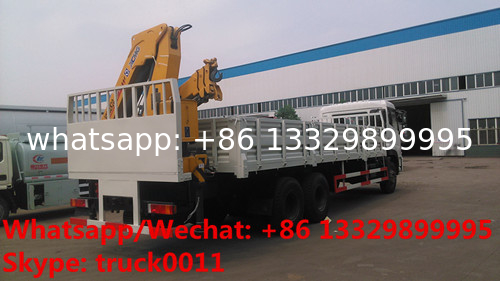 customized dongfeng tianlong 6*4 10tons knuckle crane boom mounted on truck for sale, folded cargo truck with crane