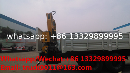 customized dongfeng tianlong 6*4 10tons knuckle crane boom mounted on truck for sale, folded cargo truck with crane