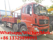 Dongfeng tianlong 8*4 350hp Euro 5 16tons telescopic crane mounted on truck for sale, cargo truck with crane for sale