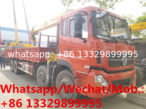 Dongfeng tianlong 8*4 350hp Euro 5 16tons telescopic crane mounted on truck for sale, cargo truck with crane for sale