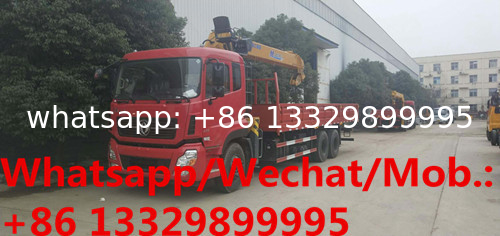 Dongfeng tianlong 8*4 350hp Euro 5 16tons telescopic crane mounted on truck for sale, cargo truck with crane for sale