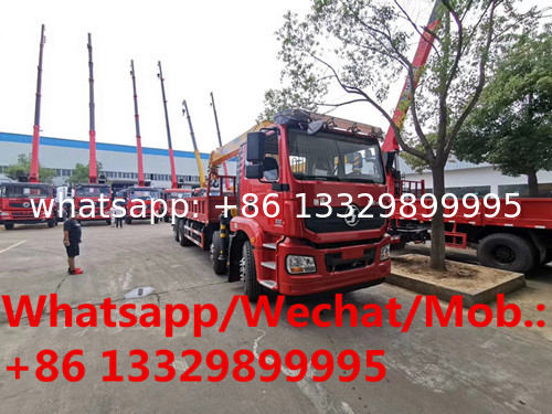 SHACMAN brand 8*4 LHD 12tons-16tons telescopic crane boom mounted on truck for sale, cargo truck with crane for sale