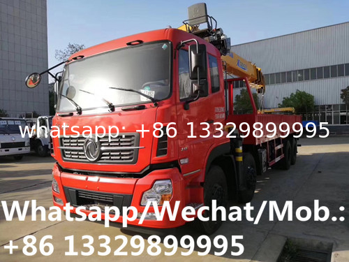 Dongfeng tianlong 8*4 LHD 350hp Euro 5 20tons telescopic crane boom mounted on truck for sale, cargo truck with crane