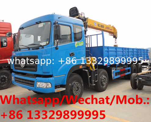 Dongfeng tianlong 8*4 LHD 350hp Euro 5 20tons telescopic crane boom mounted on truck for sale, cargo truck with crane