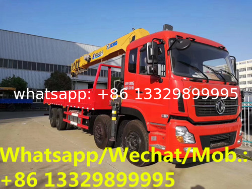 Dongfeng tianlong 8*4 LHD 350hp Euro 5 20tons telescopic crane boom mounted on truck for sale, cargo truck with crane