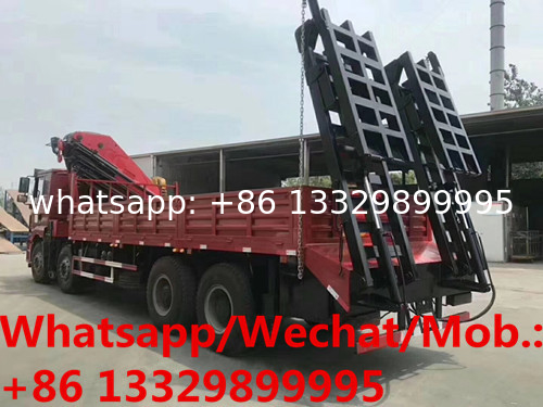 high quality and best price SHACMAN delong 8*4 LHD 340hp 30T knuckle crane boom mounted on truck for sale, truck crane