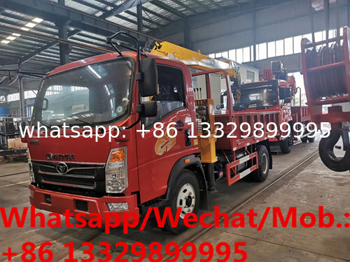customized SINO TRUK HOMAN 130hp Euro 5 diesel 4tons cargo truck with crane for sale, telescopic crane boom on truck