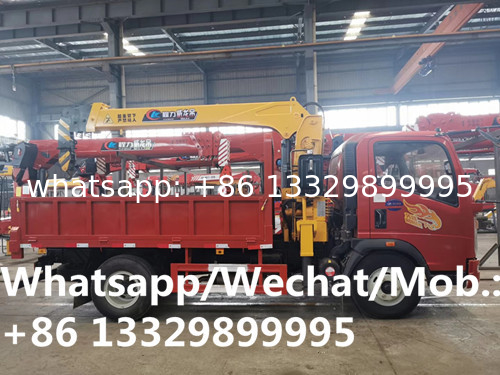 customized SINO TRUK HOMAN 130hp Euro 5 diesel 4tons cargo truck with crane for sale, telescopic crane boom on truck