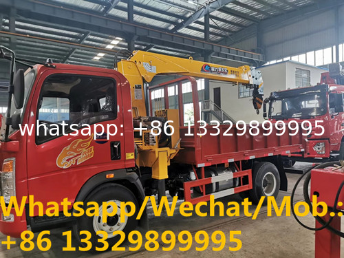 customized SINO TRUK HOMAN 130hp Euro 5 diesel 4tons cargo truck with crane for sale, telescopic crane boom on truck
