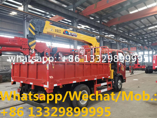 customized SINO TRUK HOMAN 130hp Euro 5 diesel 4tons cargo truck with crane for sale, telescopic crane boom on truck