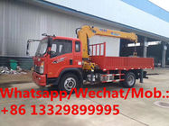cheapest SINO TRUK WANGPAI 4*2 LHD 5tons telescopic crane boom mounted on truck for sale, truck mounted with crane