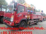 cheapest SINO TRUK WANGPAI 4*2 LHD 5tons telescopic crane boom mounted on truck for sale, truck mounted with crane