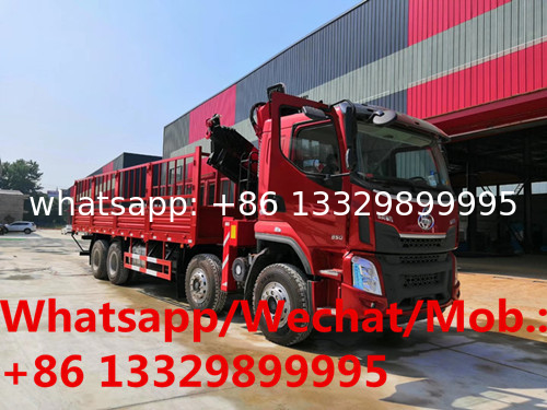 customized LIUQI brand 8*4 350hp diesel 16tons knuckle crane boom mounted on truck for sale, cargo truck with crane