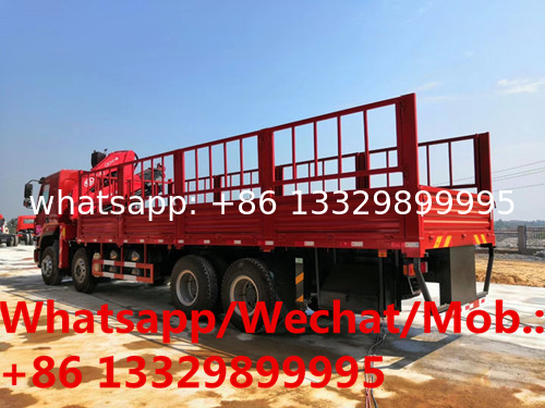 customized LIUQI brand 8*4 350hp diesel 16tons knuckle crane boom mounted on truck for sale, cargo truck with crane