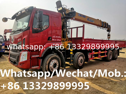 Customized liuqi 8*4 LHD 14TONS telescopic crane boom mounted on truck for sale, cargo truck with telescopic crane