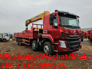 Customized liuqi 8*4 LHD 14TONS telescopic crane boom mounted on truck for sale, cargo truck with telescopic crane
