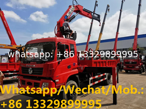 best seller-dongfeng 4*2 LHD 180hp diesel Euro 5 8tons knuckles crane boom mounted on truck for sale, crane on truck