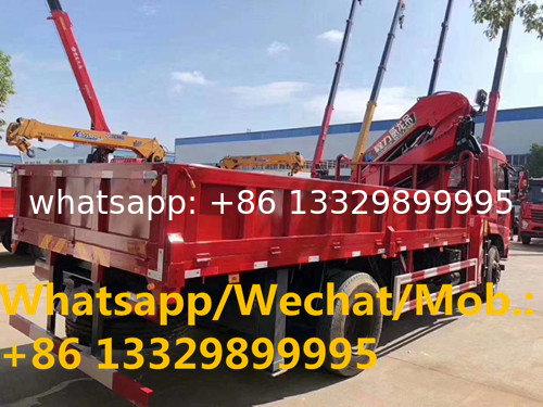 best seller-dongfeng 4*2 LHD 180hp diesel Euro 5 8tons knuckles crane boom mounted on truck for sale, crane on truck