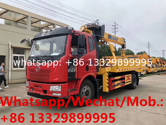 JIEFANG FAW brand 4*2 LHD 180hp 8tons telescopic crane boom mounted on truck for sale, truck mounted crane for sale