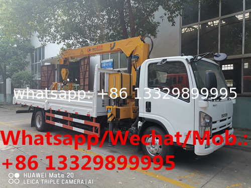 Customized ISUZU brand 4*2 700P 190hp diesel 5tons telescopic crane boom mounted on truck for sale, truck with crane