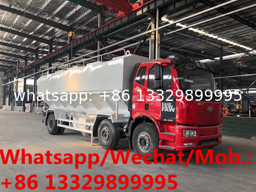 Customized FAW J6 6*2 LHD 245hp diesel Euro 5 30cbm 15tons bulk animal feed transportation vehicle for sale,  feed truck