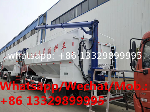 HOT SALE! LIUQI new brand 4*2 LHD 200hp diesel Euro 5 28cbm hydraulic discharging animal feed pellet truck for sale,