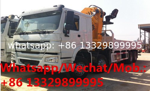 Customized best price SINO TRUK HOWO 8*4 LHD 14tons knuckle truck with crane for sale, HOWO cargo truck with crane