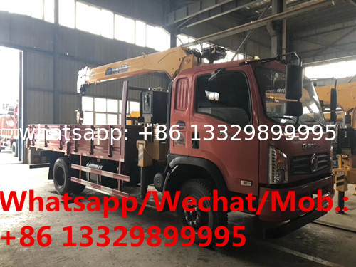 customized high quality and best price Dongfeng YUHU 4*2 LHD Euro 5 6.3ts truck with crane, cargo truck with crane