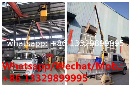 cheapest price new smallest zhongqi gasoline 1tons cargo truck with crane for sale, mini new truck with crane for sale