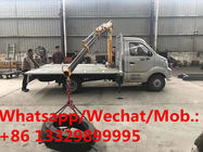 cheapest price new smallest zhongqi gasoline 1tons cargo truck with crane for sale, mini new truck with crane for sale