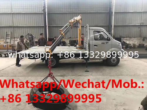 cheapest price new smallest zhongqi gasoline 1tons cargo truck with crane for sale, mini new truck with crane for sale