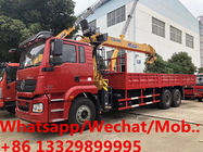 SHACMAN Brand 6*4 LHD 240hp diesel Euro 5 10-12tons telescopic crane boom mounted on truck for sale, truck with crane