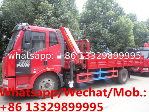 FAW brand 4*2 LHD 180hp 6.3tons knuckle crane boom mounted on truck for sale, FAW folded truck with crane for sale