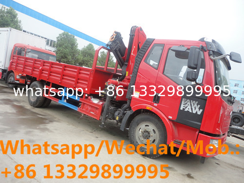 FAW brand 4*2 LHD 180hp 6.3tons knuckle crane boom mounted on truck for sale, FAW folded truck with crane for sale