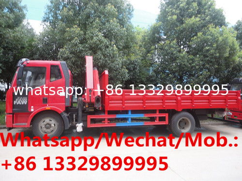FAW brand 4*2 LHD 180hp 6.3tons knuckle crane boom mounted on truck for sale, FAW folded truck with crane for sale
