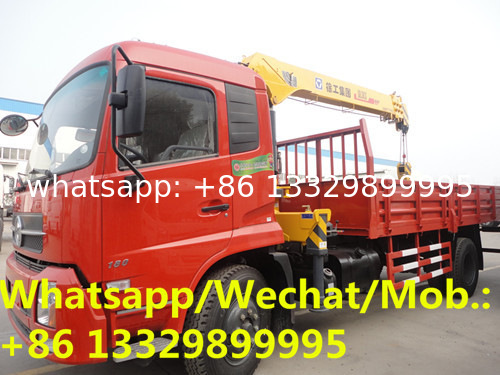 DONGFENG TINAJIN 4*2 LHD 180hp diesel Euro  5 8tons telescopic cargo truck with crane for sale， truck with crane