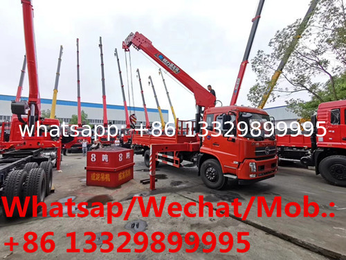 DONGFENG TINAJIN 4*2 LHD 180hp diesel Euro  5 8tons telescopic cargo truck with crane for sale， truck with crane