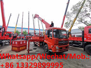 DONGFENG TINAJIN 4*2 LHD 180hp diesel Euro  5 8tons telescopic cargo truck with crane for sale， truck with crane