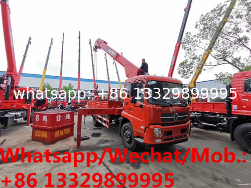DONGFENG TINAJIN 4*2 LHD 180hp diesel Euro  5 8tons telescopic cargo truck with crane for sale， truck with crane