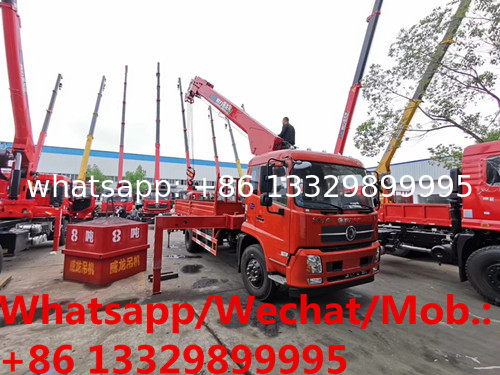 DONGFENG TINAJIN 4*2 LHD 180hp diesel Euro  5 8tons telescopic cargo truck with crane for sale， truck with crane