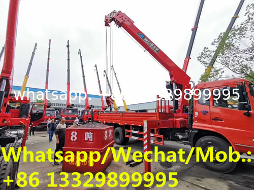 DONGFENG TINAJIN 4*2 LHD 180hp diesel Euro  5 8tons telescopic cargo truck with crane for sale， truck with crane