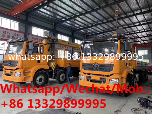 SHACMAN brand 8*4 LHD 336hp diesel 16tons telescopic crane boom mounted on truck for sale, cargo truck with crane