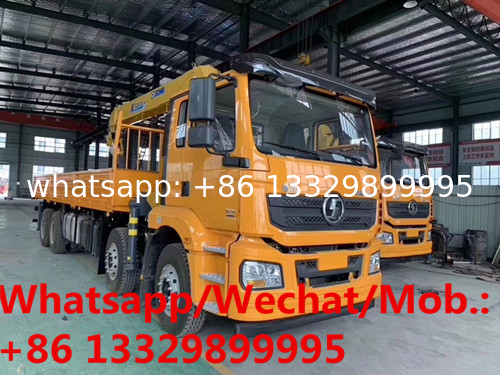 SHACMAN brand 8*4 LHD 336hp diesel 16tons telescopic crane boom mounted on truck for sale, cargo truck with crane