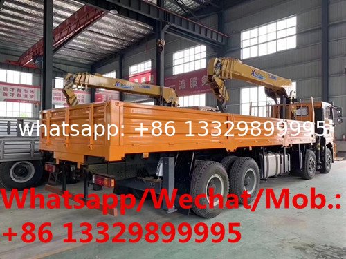 SHACMAN brand 8*4 LHD 336hp diesel 16tons telescopic crane boom mounted on truck for sale, cargo truck with crane