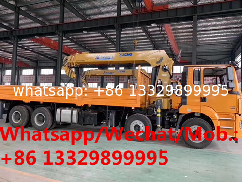 SHACMAN brand 8*4 LHD 336hp diesel 16tons telescopic crane boom mounted on truck for sale, cargo truck with crane